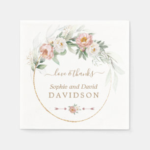 Guardanapo De Papel Casamento Verde Rosa Floral Dourado