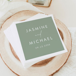 Guardanapo De Papel Casamento Verde Sage com Letra Moderna