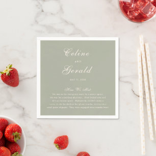 Guardanapo De Papel Casamento Verde Suave Clássico Elegante