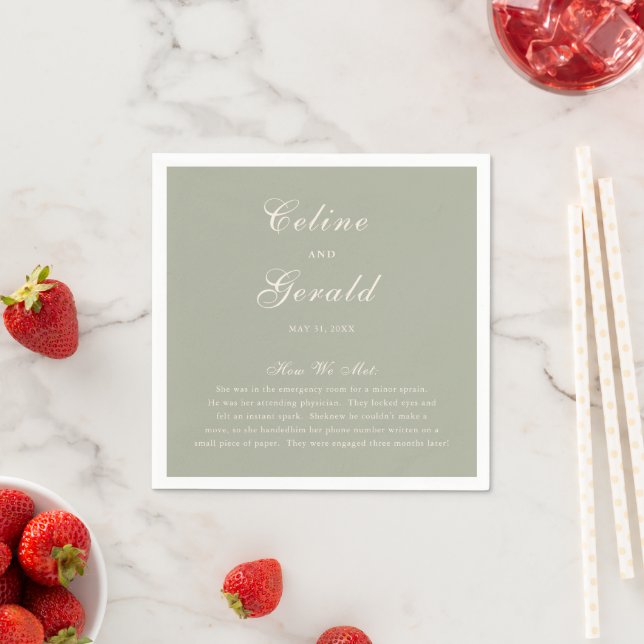 Guardanapo De Papel Casamento Verde Suave Clássico Elegante (Insitu)