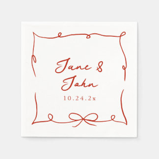 Guardanapo De Papel Casamento Vermelho Coquetel Nápoles com Detalhes d