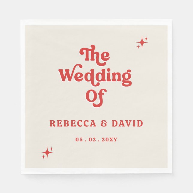 Guardanapo De Papel Casamento Vermelho de marfim de marfim bonito do R (Frente)