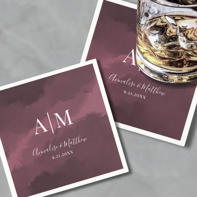 Guardanapo De Papel Casamento Vermelho Elegante Burgundy (Elegant Burgundy Red Wedding Napkins)