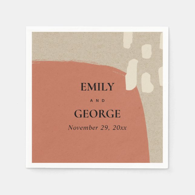 GUARDANAPO DE PAPEL CASAMENTO VERMELHO MODERNO ABSTRATO SOFT KRAFT TER (Frente)