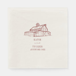 Guardanapo De Papel Casamento Vermelho Revertido Rustic Barn