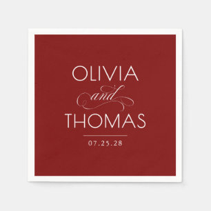 Guardanapo De Papel Casamento Vermelho Tipografia Minimalista Moderna