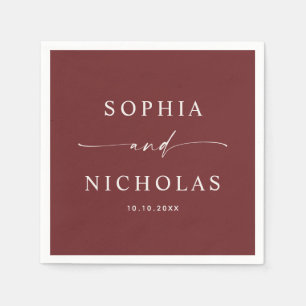Guardanapo De Papel Casamento Vermelho Vinho Profundo Outono Minimal