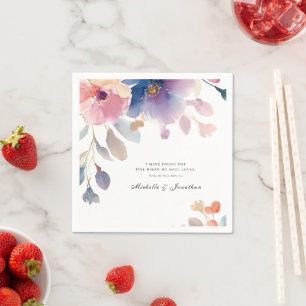 Guardanapo De Papel Casamento Verso da Bíblia Cristã Floral de Lavanda