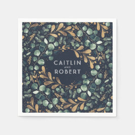 Guardanapo De Papel Casamento vintage Azul, Verde e Dourado