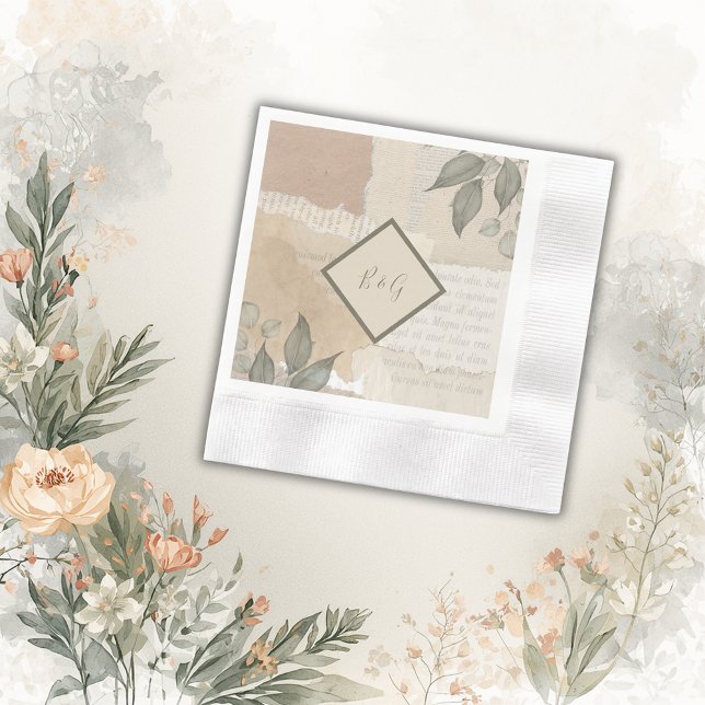 Guardanapo De Papel casamento vintage boho chic greenery (Criador carregado)