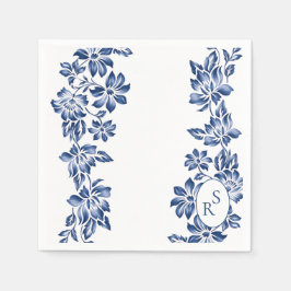 Guardanapo De Papel Casamento Vintage Floral Azul Elegante