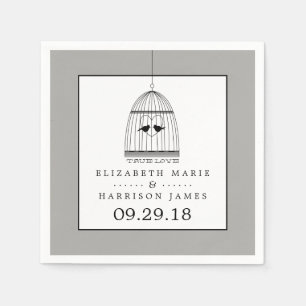 Guardanapo De Papel Casamento Vintage Heart Birdcage True Love