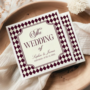 Guardanapo De Papel Casamento Vintage Marfim Vinho Luxo Antiga Fortuna