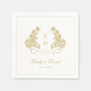 Guardanapo De Papel Casamento Vintage Patrimônio de Marfim Dourado 