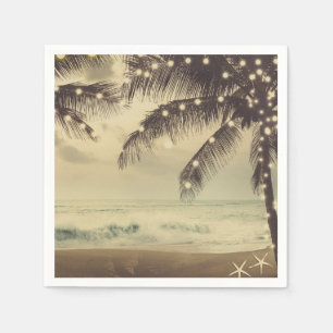 Guardanapo De Papel Casamento Vintage Praia Oceano Palmeiras & Luzes