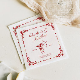 Guardanapo De Papel Casamento vintage Vermelho de Seta Cupido