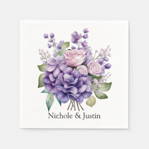 Guardanapo De Papel Casamento Violeta De Peônias E Rosas