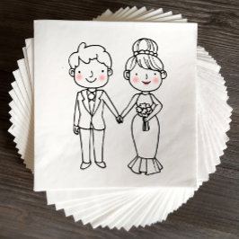 Guardanapo De Papel Casamento Whimsical de Noiva de Cartoon Bonita