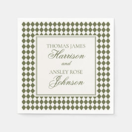 Guardanapo De Papel Casamento Xadrez Harlequim Verde Oliva