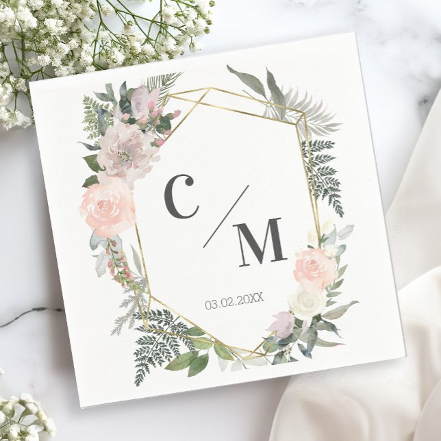 Guardanapo De Papel Casamentos Florais Monogramas (Criador carregado)