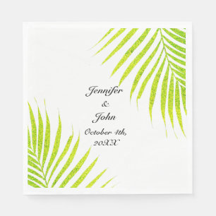 Guardanapo De Papel Casamentos tropicais de palma Glittery Green Doura