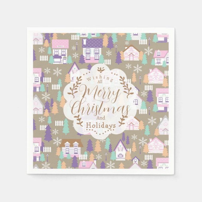 Guardanapo De Papel Casas de Natal Brown (Frente)