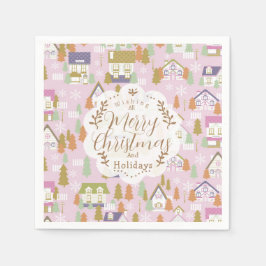 Guardanapo De Papel Casas de Natal Rosa