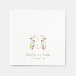 Guardanapo De Papel Cascading Floral Monogram Crest Wedding