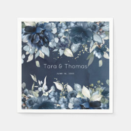 Guardanapo De Papel Cascading Peonies Wedktail Marinho Napkins