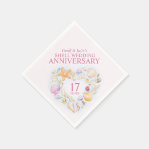 Guardanapo De Papel Cascas de 17 anos de casamento cor d'água coraç