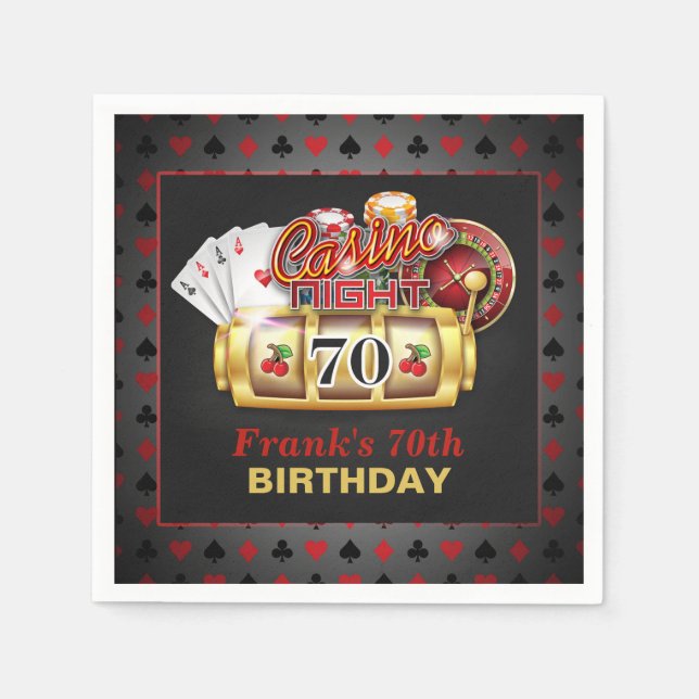 Guardanapo De Papel Casino Birthday Paper Napkins - 70 Birthday (Frente)