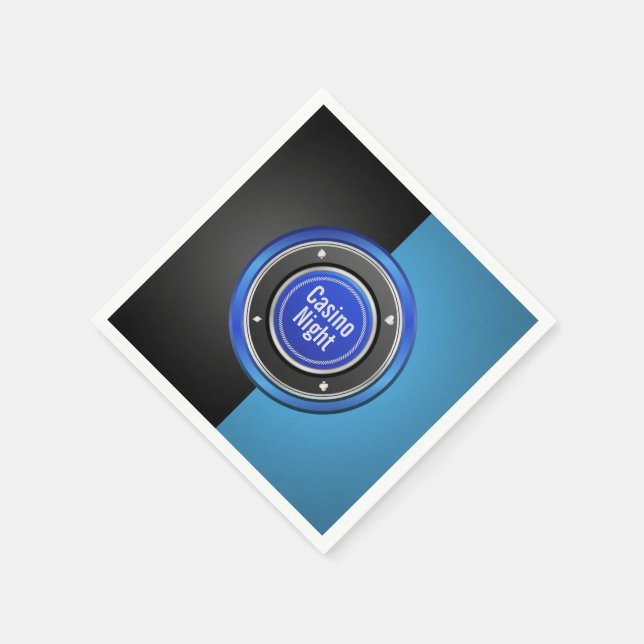 Guardanapo De Papel Casino Night Black and Blue Poker Chip (Canto)