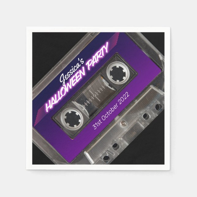 Guardanapo De Papel Cassette Retro 80s Themed Mixtape Halloween Party (Frente)