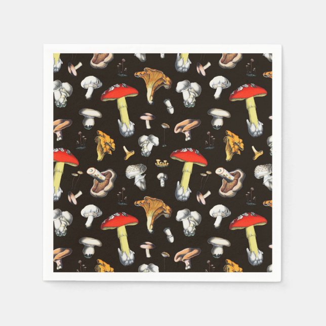 Guardanapo De Papel Castanho-escuro Cogumelo Florestal (Frente)