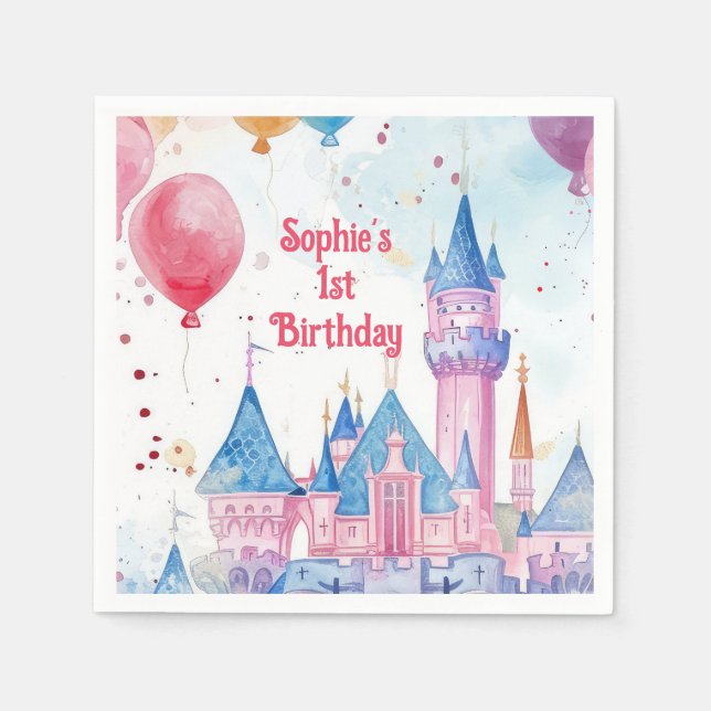 Guardanapo De Papel Castelo da Princesa Rosa (Frente)