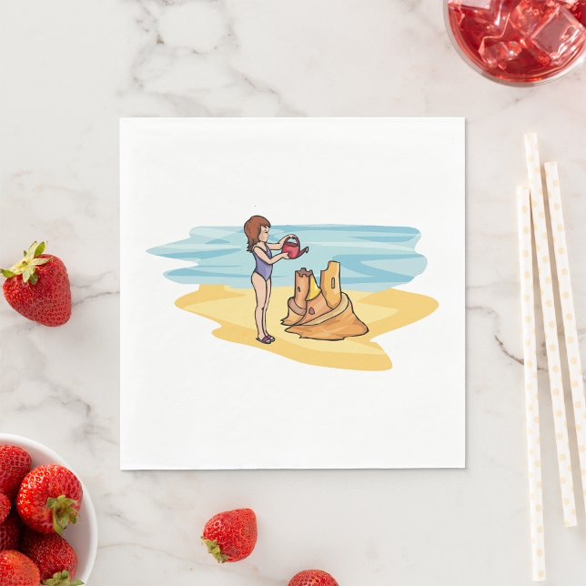 Guardanapo De Papel Castelo de Areia na Praia (Criador carregado)