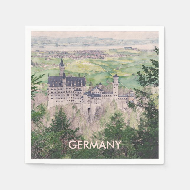 Guardanapo De Papel Castelo de Retro Neuschwanstein na Alemanha (Frente)