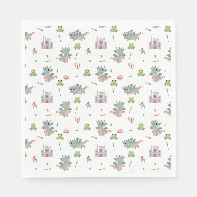 Guardanapo De Papel Castelo Medieval Dragon Knights Fairytale (Frente)