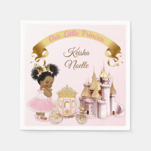 Guardanapo De Papel Castelo Real Princesa Carruagem Rosa Dourado Menin