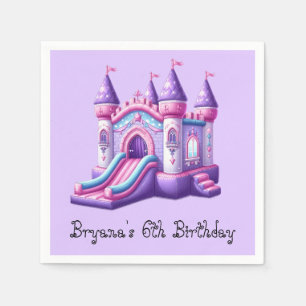 Guardanapo De Papel Castelo Rosa Roxo Princesa Casa de Saltos Festa