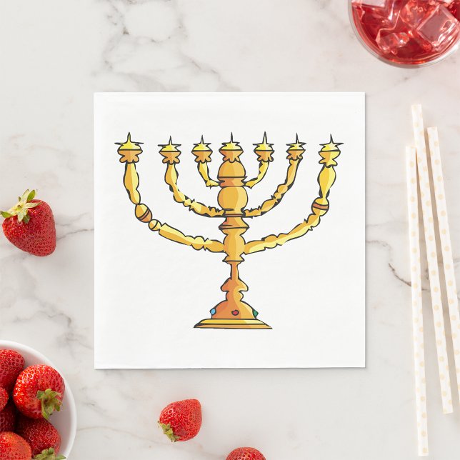 Guardanapo De Papel Castiçal de Menorá Judaico Dourado (Criador carregado)