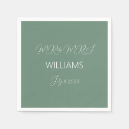 Guardanapo De Papel Casual Sage Verde Simples Esboço Casual Casamento