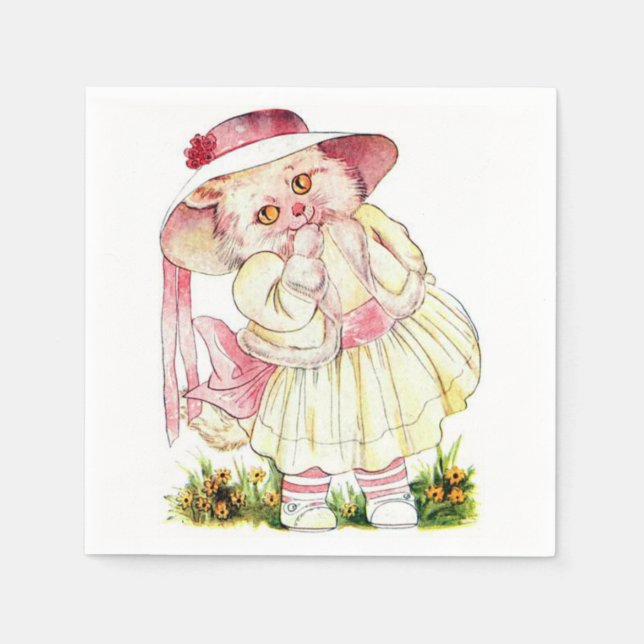 Guardanapo De Papel CAt de Priceilla Rosa (Frente)