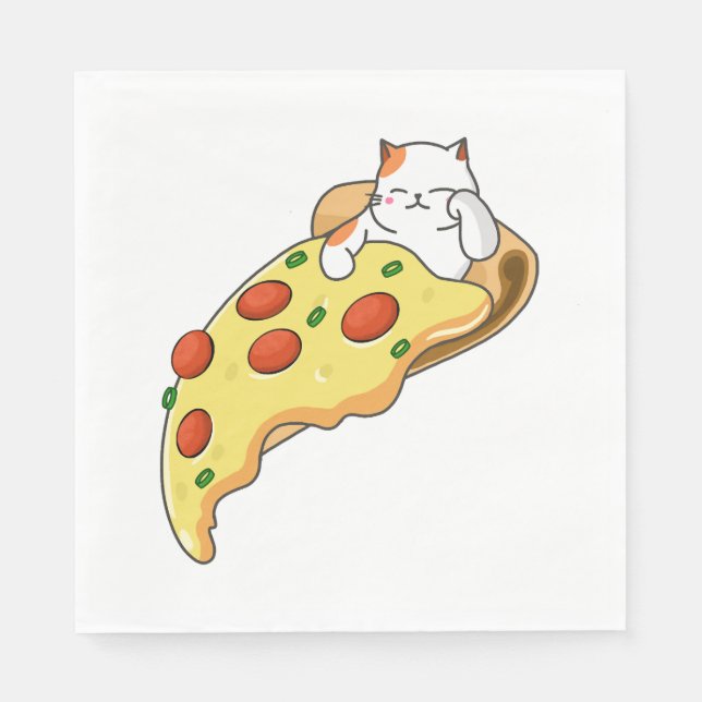 Guardanapo De Papel Cat e Pizza (Frente)