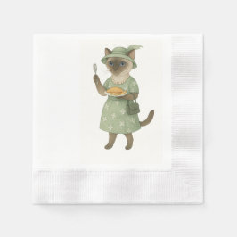 Guardanapo De Papel Cat está comendo Peixe e Chips em Londres Inglater