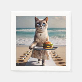 Guardanapo De Papel Cat está servindo hambúrguer