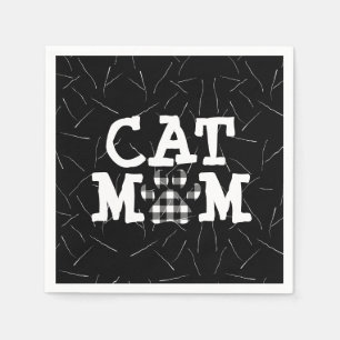 Guardanapo De Papel Cat Mãe Pawprint com Cabelos de Gato