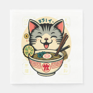 Guardanapo De Papel Cat Noodle Japonês Anime ga Kawaii Cat