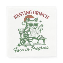 Cat Resting Grinch Face in Progress Holiday