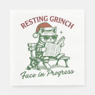 Guardanapo De Papel Cat Resting Grinch Face in Progress Holiday